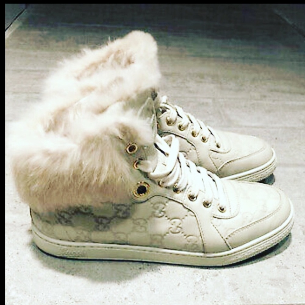 Gucci Fur Tennis Shoes